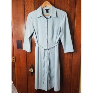 Vintage Dialogue Powder Blue Belted Button Down Dress Size 4